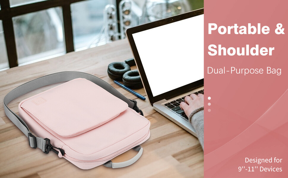 MOKO 9-11 Inch Tablet Sleeve Shoulder Bag for IPad 10.2 2021-2019, IPad Pro 11 2021-2018, IPad Air 4 10.9 2020, Galaxy Tab A8 10.5, Tab A7/S6 Lite 10.4, Tablet Protective Pouch Handbag