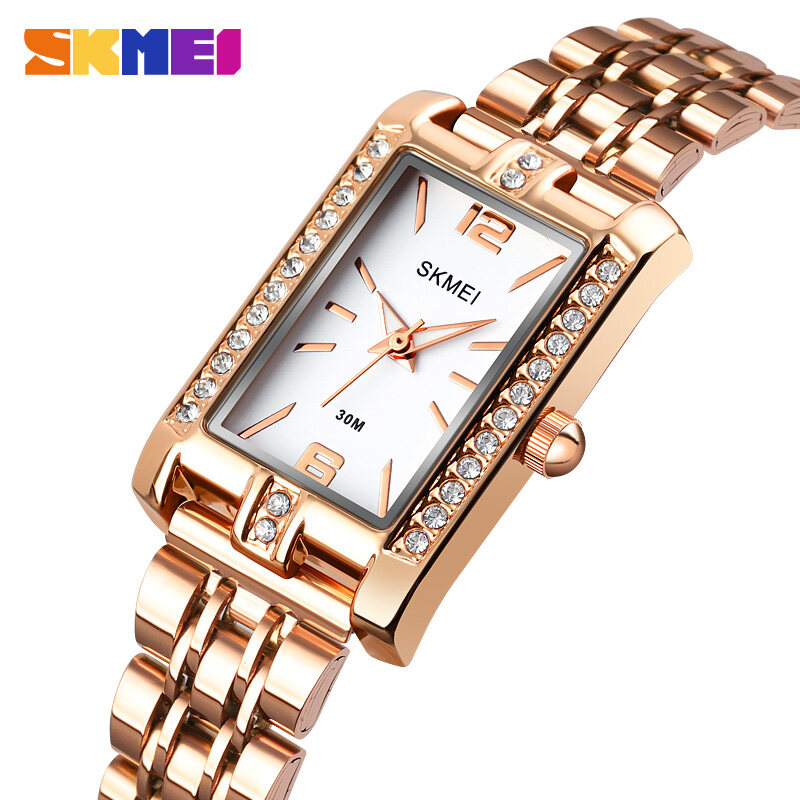 【10-Year Battery Life】SKMEI Women Fashion Watch Elegant Quartz Stainless Steel Waterproof Ladies Wrist Watch For Women 1690