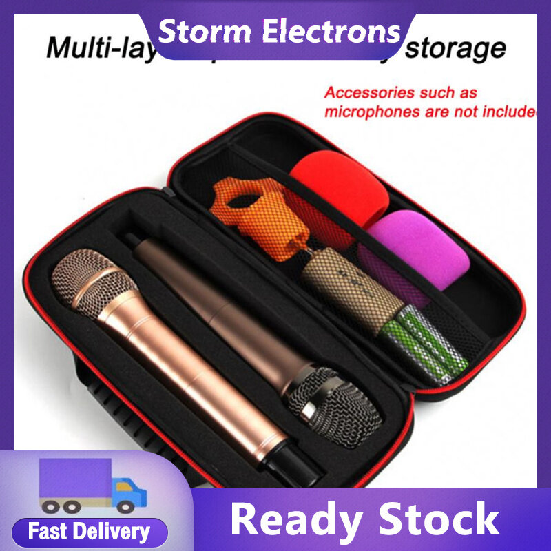 【Promo Price】Portable Eva Wireless Microphone Storage Bag Shockproof Large-capacity Hard Case Carry Bag For Travelling Camping Business Trip