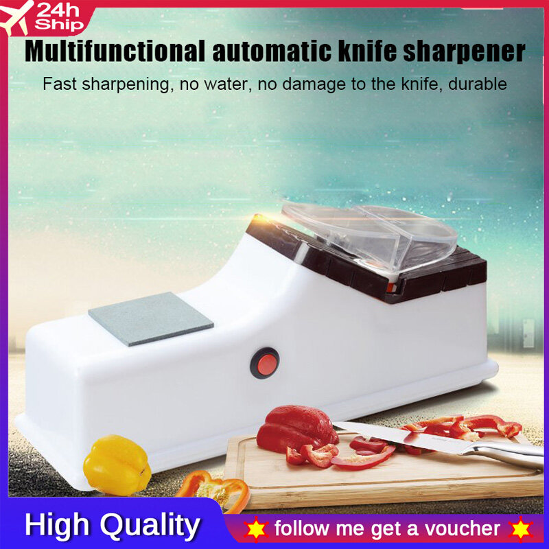 ??Free sharpening oil??Electric Knife Sharpener USB Powered Multi-Function Electric Knife Sharpening Tool for Chef Kitchen Knife Fruit Knives Scissors