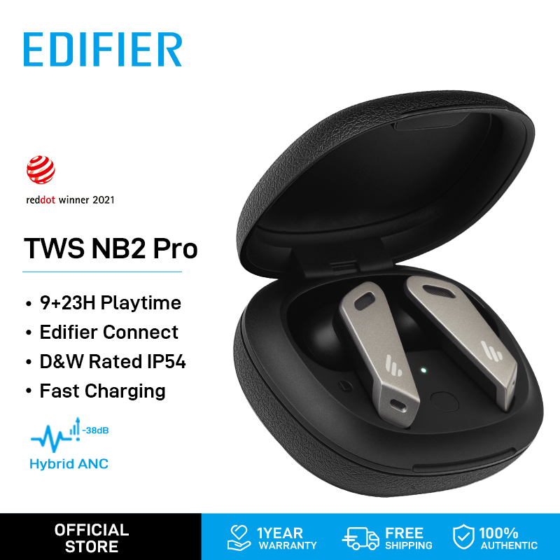 Edifier TWSNB2 Pro Hybrid Active Noise Cancelling Earbuds Wireless Headphone Bluetooth Wireless Earphone IP54 Sweatproof 32H Play Time with in-Ear Detection