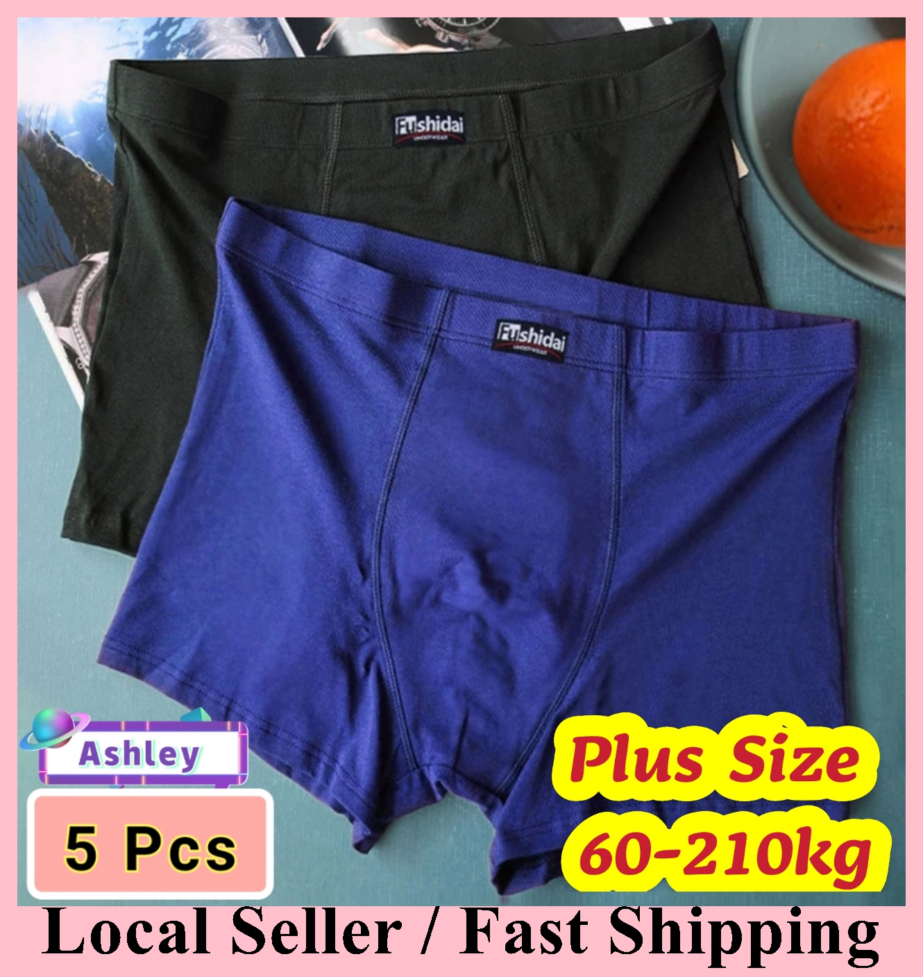 (SG Seller)5Pcs 60-210kg Big Size Men Underwear Plus Size Panties Boxer Oversize Sexy Underpants Large Undies Cotton Trunk Loose Shorts 8XL 9XL 10XL 11XL 12XL 13XL